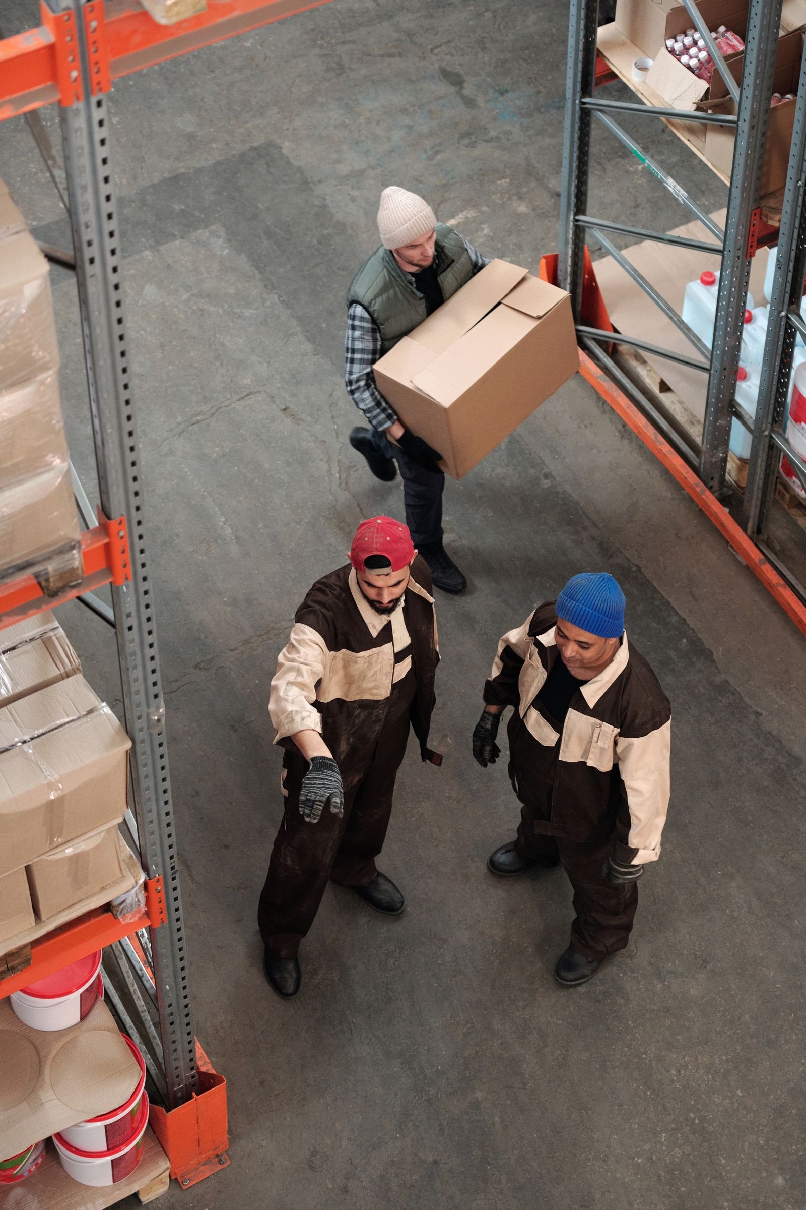 Warehouse team coordinating Asian food inventory